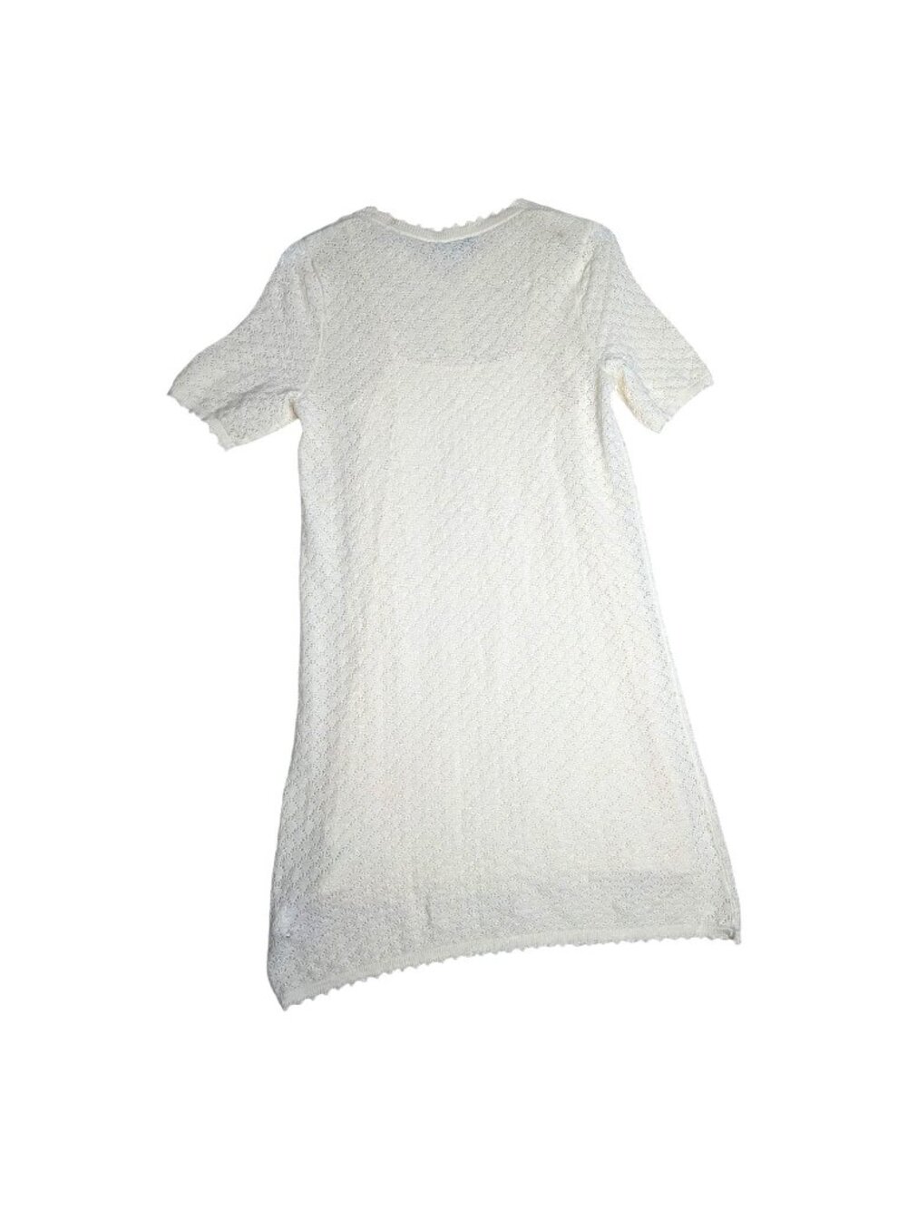 Gap Ivory Frost Pointelle Crochet Linen-Blend Mini Dress S Tall New - Picture 3 of 16